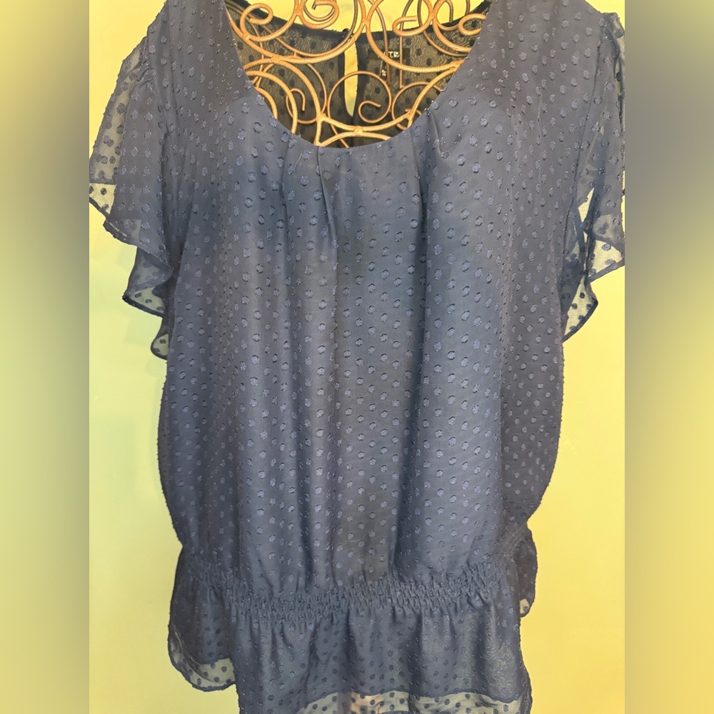 Navy Peplum Blouse XL